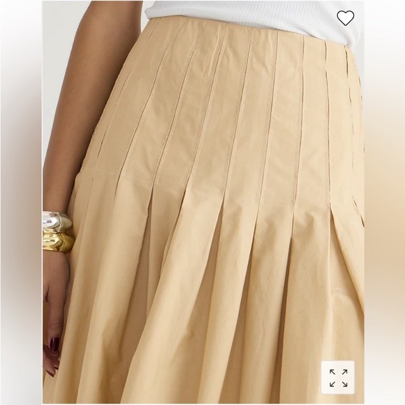 NWT J. Crew Organic Cotton Women’s 0 Pleated Beige Poplin Midi Skirt BP653 - Picture 2 of 4